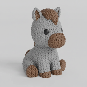 Caballo cuerpo gris, crin y patas marrones