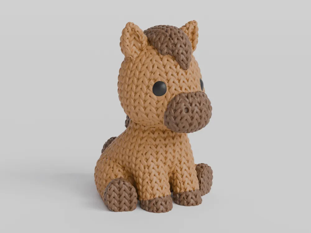 Figura de Caballo 3D. Colección animales acabado tejido punto.