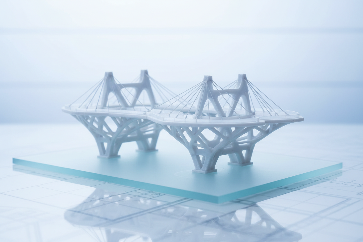Modelo arquitectónico de puente moderno