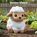 Figura de oveja 3D. Colección animales acabado tejido punto.
